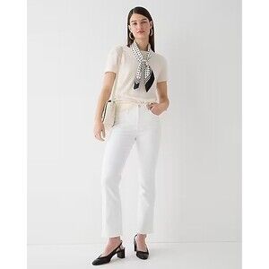 J.Crew Size 32 Demi Boot Crop Jean White Wash High Rise Cotton Stretch NWT